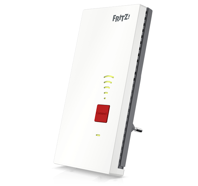 AVM FRITZ!Repeater 2400 International , ripetitore/estensore segnale Wi-Fi AC+N (Dual Band fino a 1.733 MBit/s a 5GHz + 600MBit/s a 2,4 GHz), Rete Mesh, 1x Gigabit-LAN, WPS, interfaccia in italiano